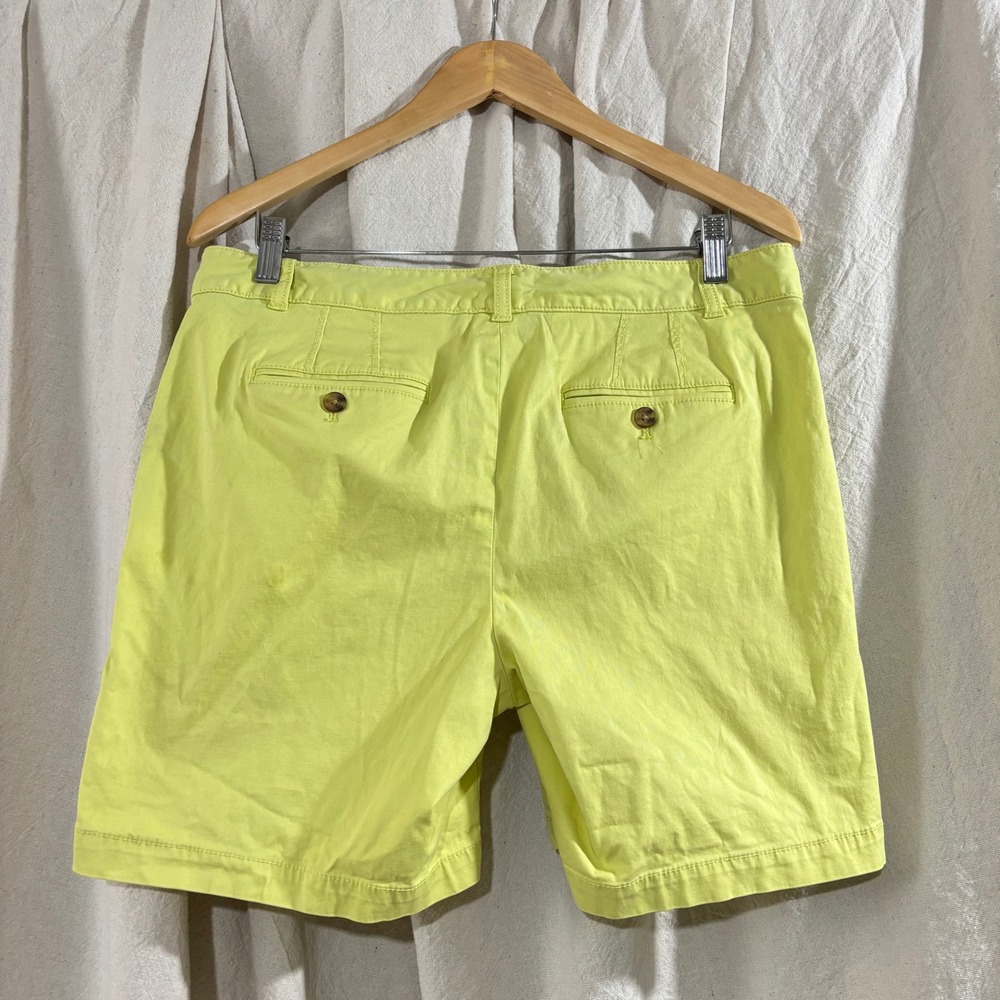 Talbots The Weekend Chino Shorts Neon Yellow Chartreuse Size 10 BD1024 - Picture 2 of 8